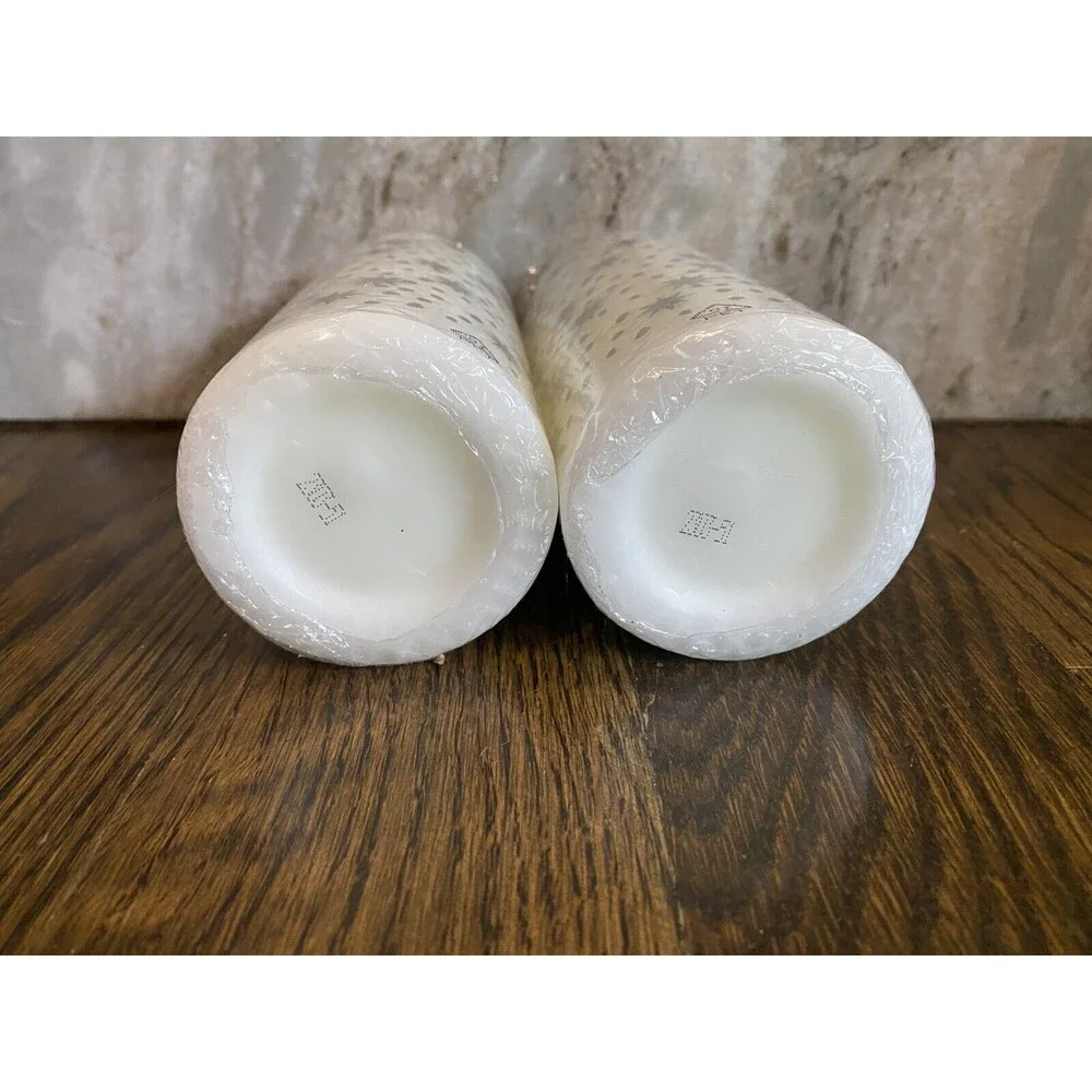 Ikea Vinterfint Candle Set of 2 Silver Star Pillar 605.518.95 Unscented